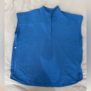 Figs Royal Blue Mandarin Collar Scrub top